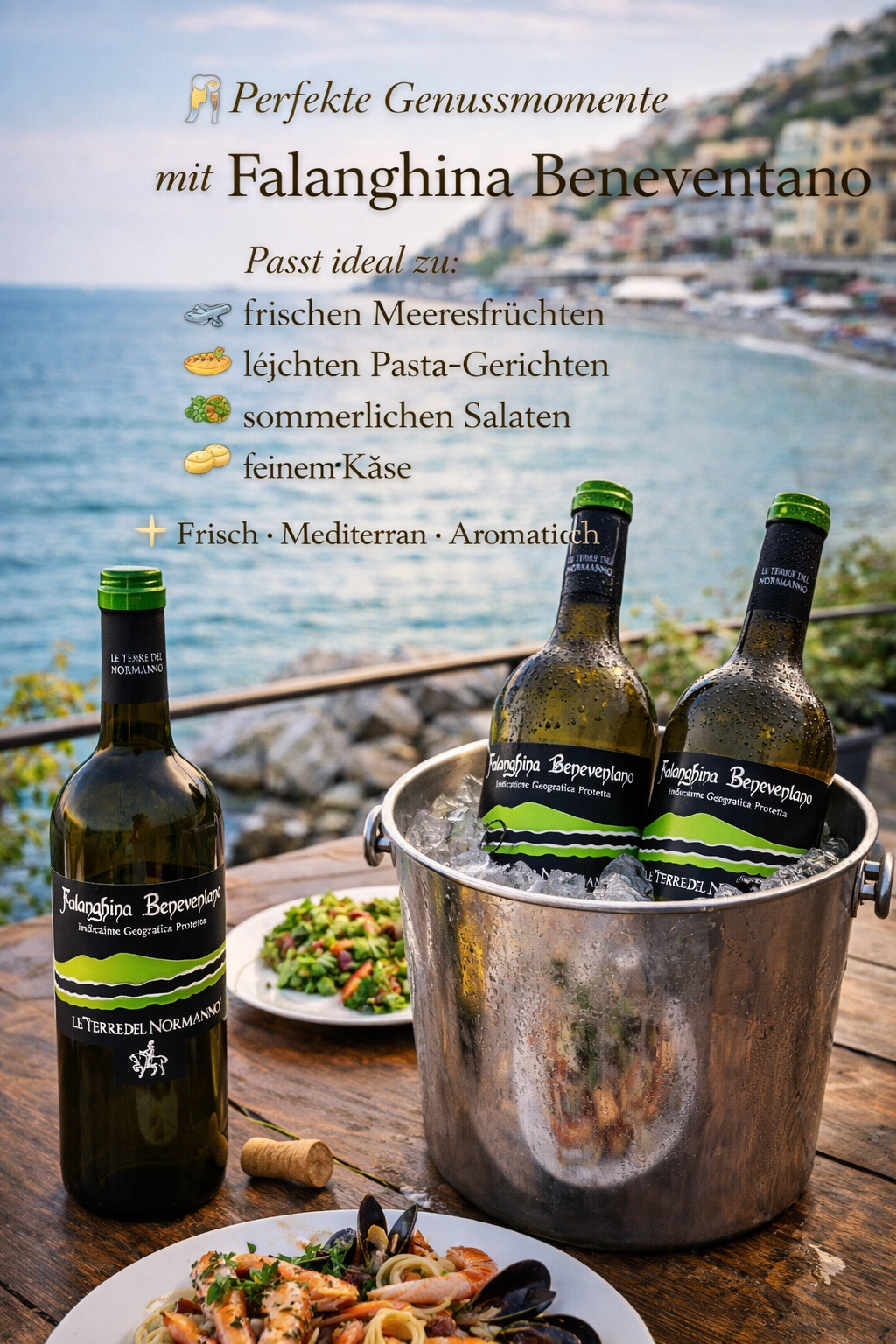 Falanghina Weißwein aus Italien perfekt zu Meeresfrüchten und leichten Gerichten