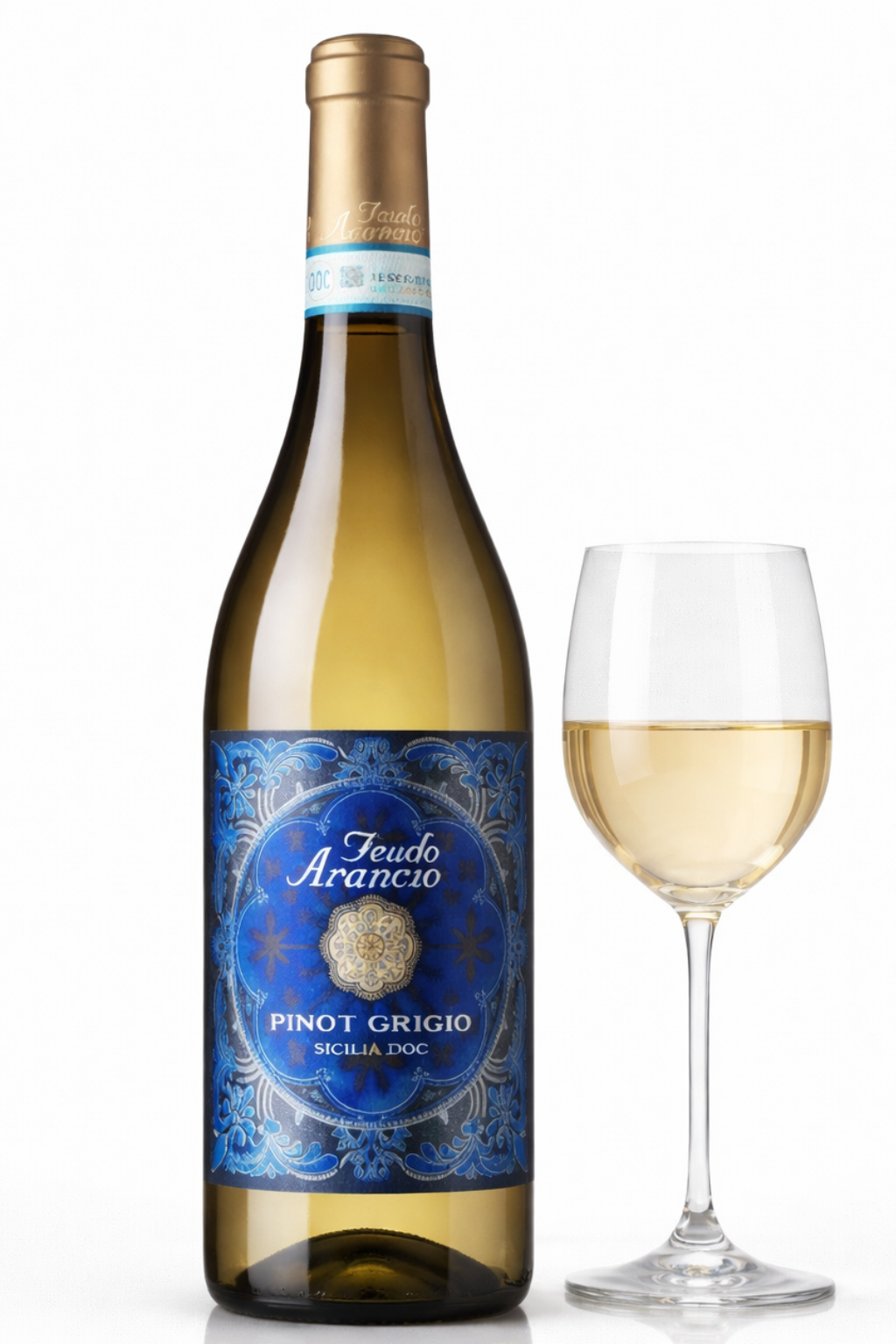 Feudo Arancio Pinot Grigio Sicilia DOC Weißwein – italienischer Qualitätswein aus Sizilien in eleganter Flasche, ideal für Fischgerichte und leichte Speisen