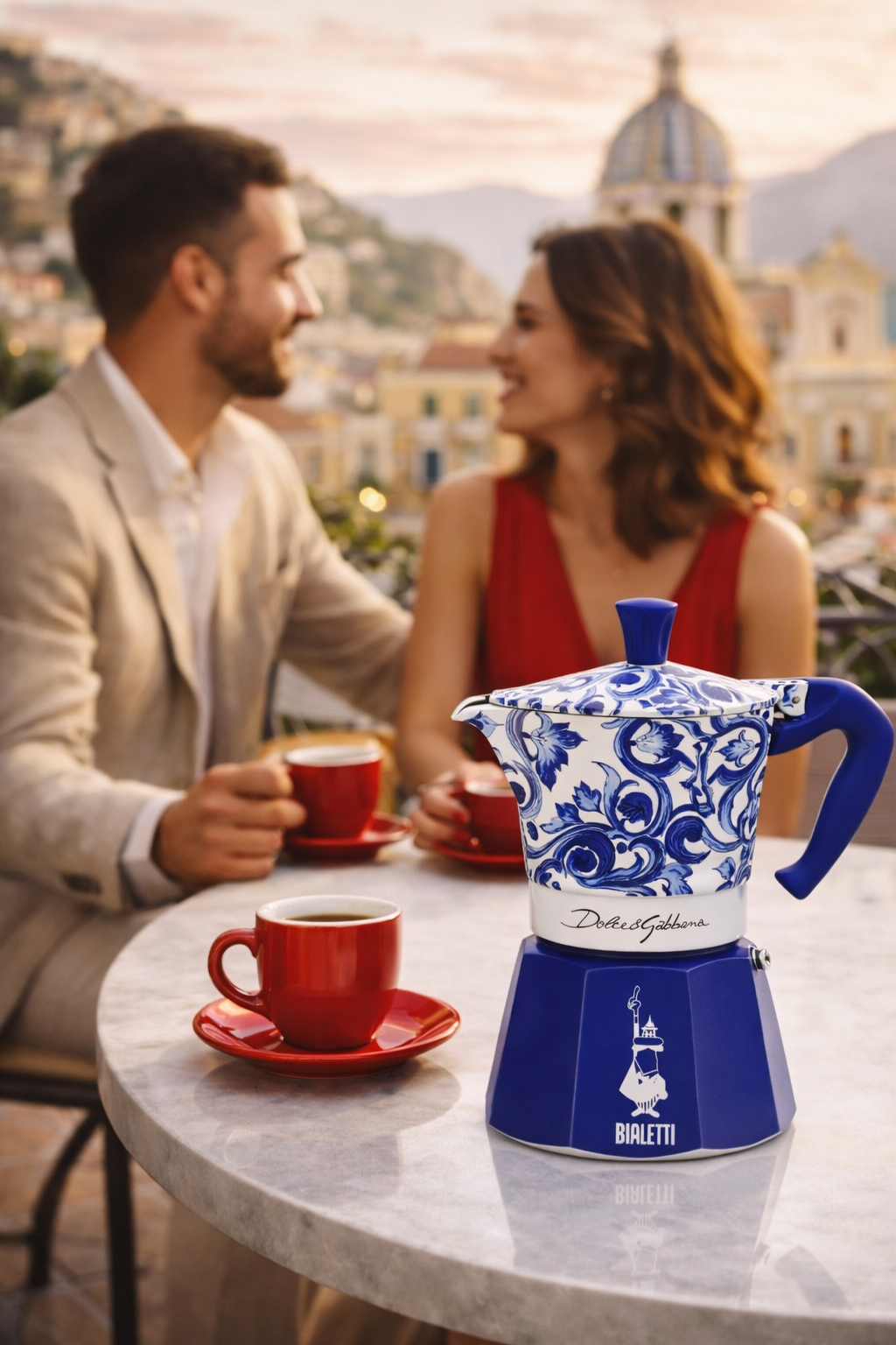 Italienische Kaffeemaschine Bialetti D&G 6 Tassen blau
