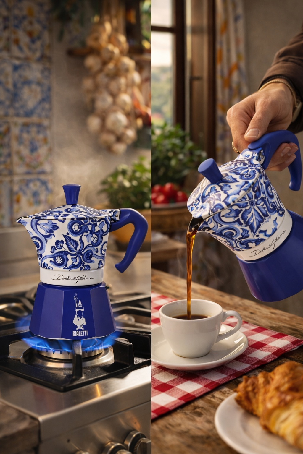 Bialetti Dolce & Gabbana Espressokocher auf Herd – traditionelle italienische Kaffeezubereitung 6 Tassen
