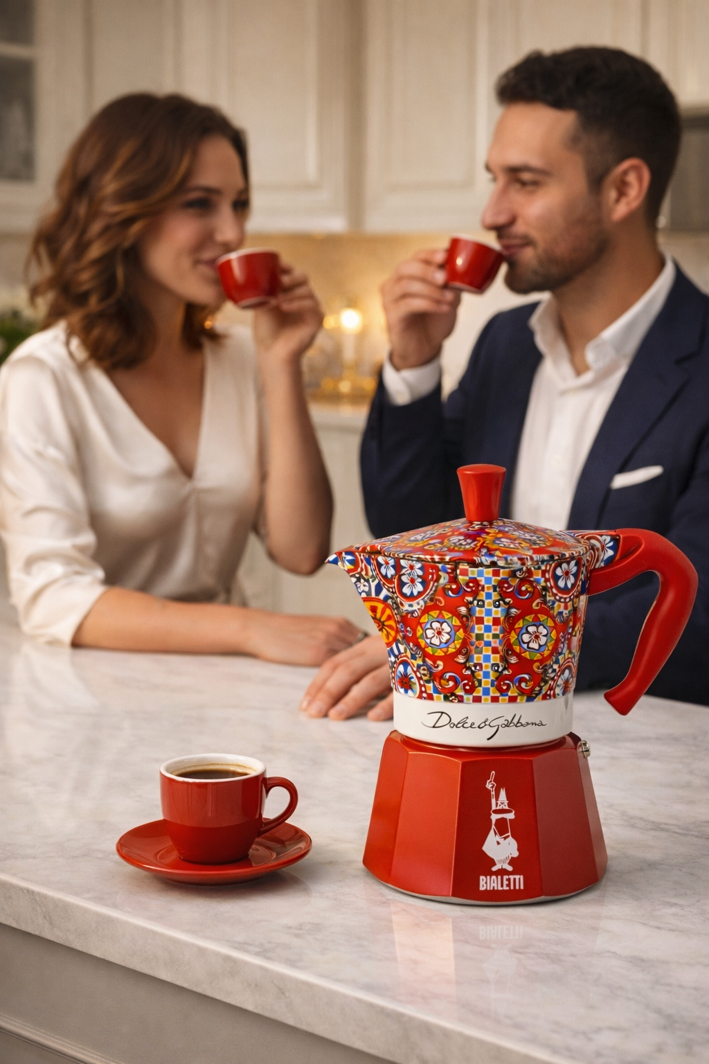 Italienische Kaffeemaschine rot Bialetti D&G – Espresso genießen zu zweit stilvoller Lifestyle
