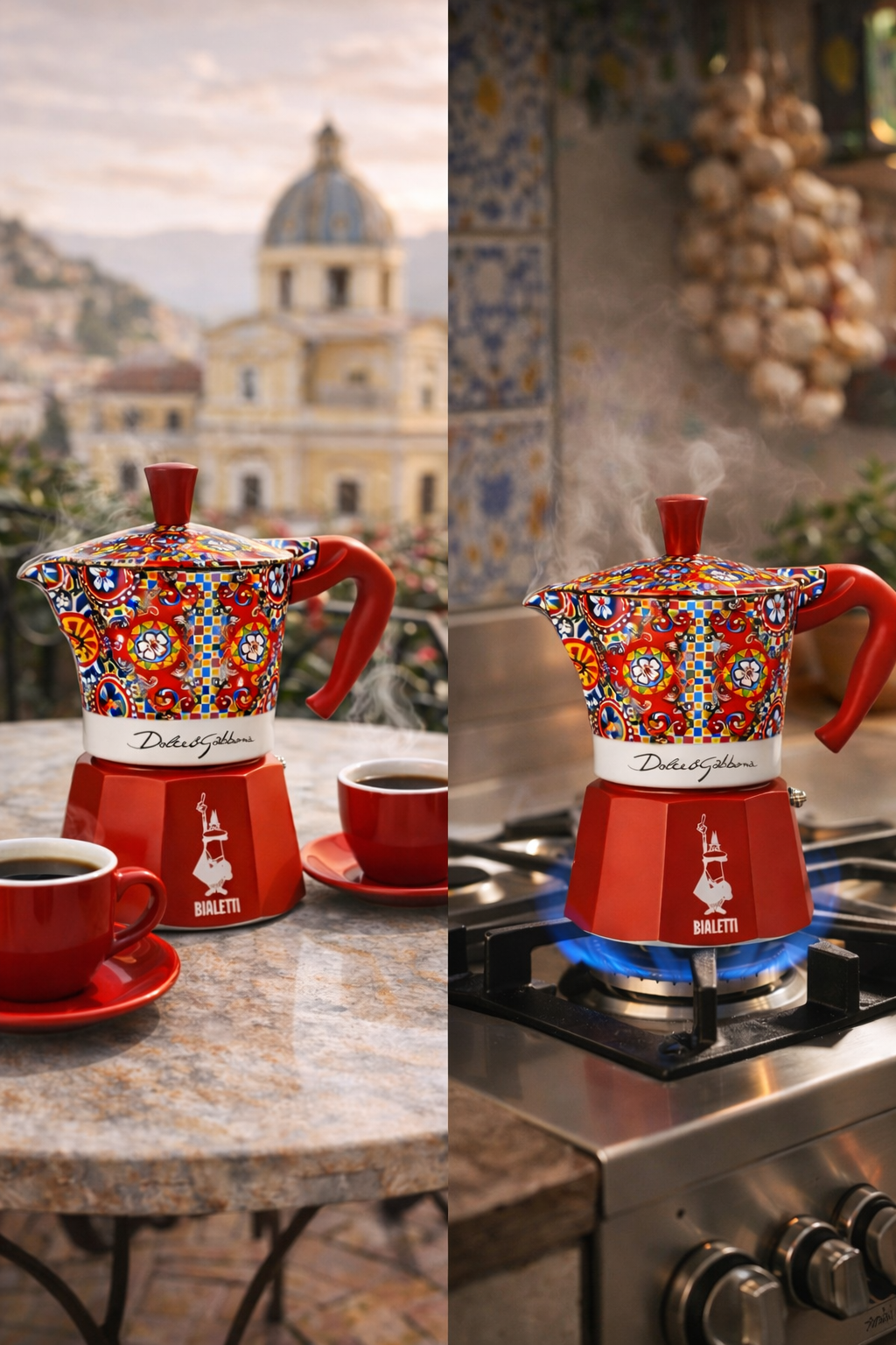 Italienische Kaffeemaschine Bialetti D&G 6 Tassen rot