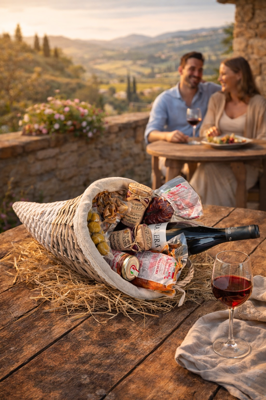 Geschenkkorb Italien Delikatessen mit Rotwein