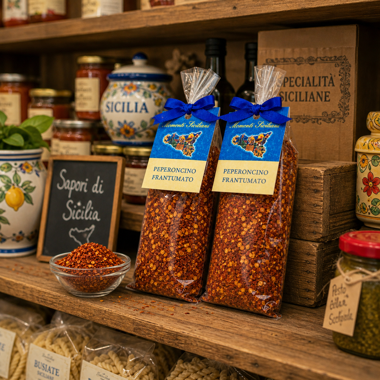 Peperoncino frantumato aus Sizilien kaufen – italienische Chili Flocken scharf, 50g Premium Gewürz