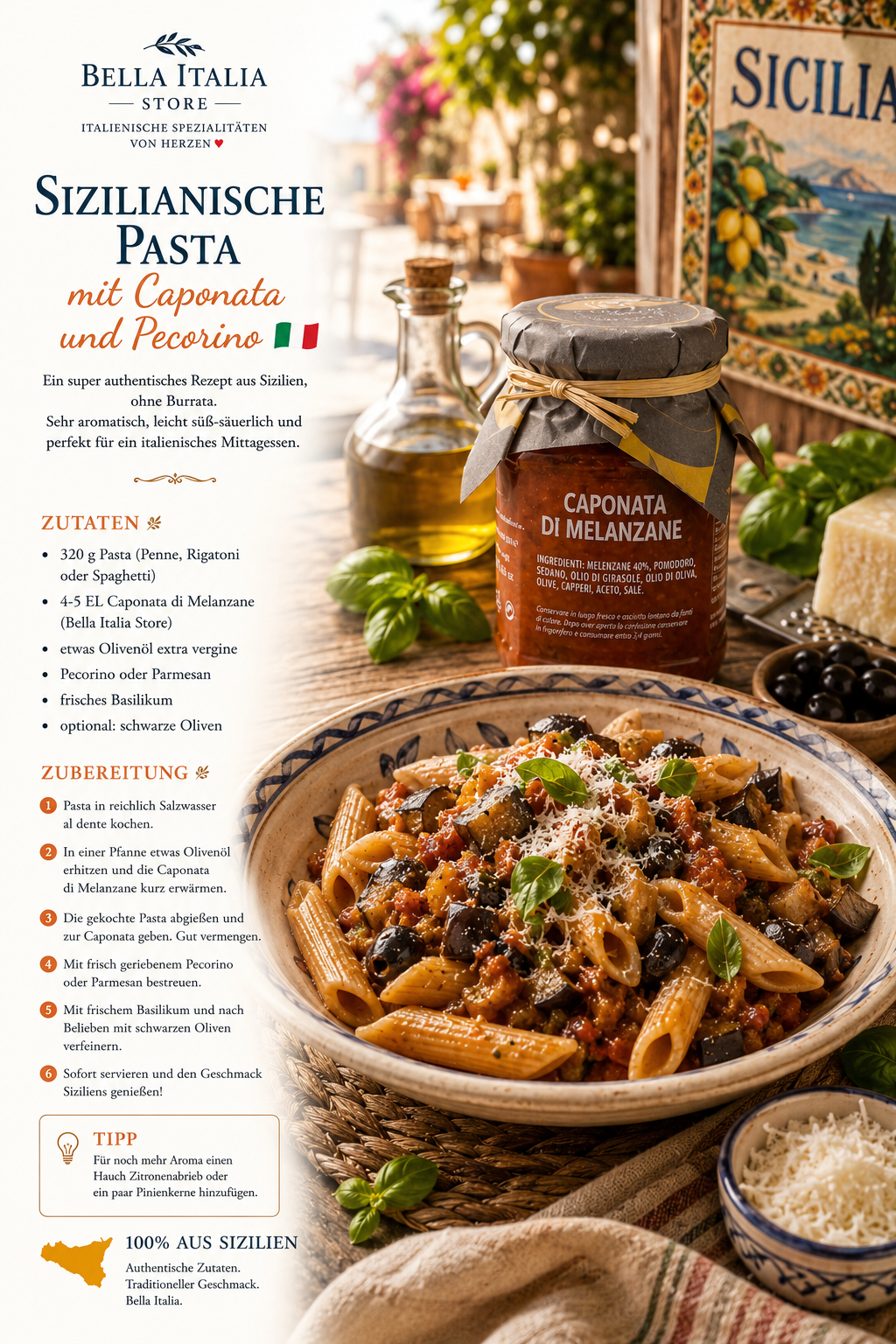 Caponata di Melanzane aus Sizilien 180g – Italienische Auberginen Spezialität