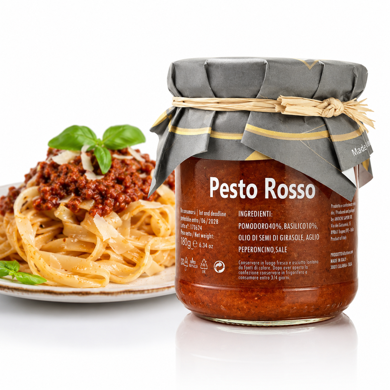 Pesto Rosso aus Sizilien 180g – Italienisches Tomatenpesto mit Basilikum & Peperoncino 🇮🇹