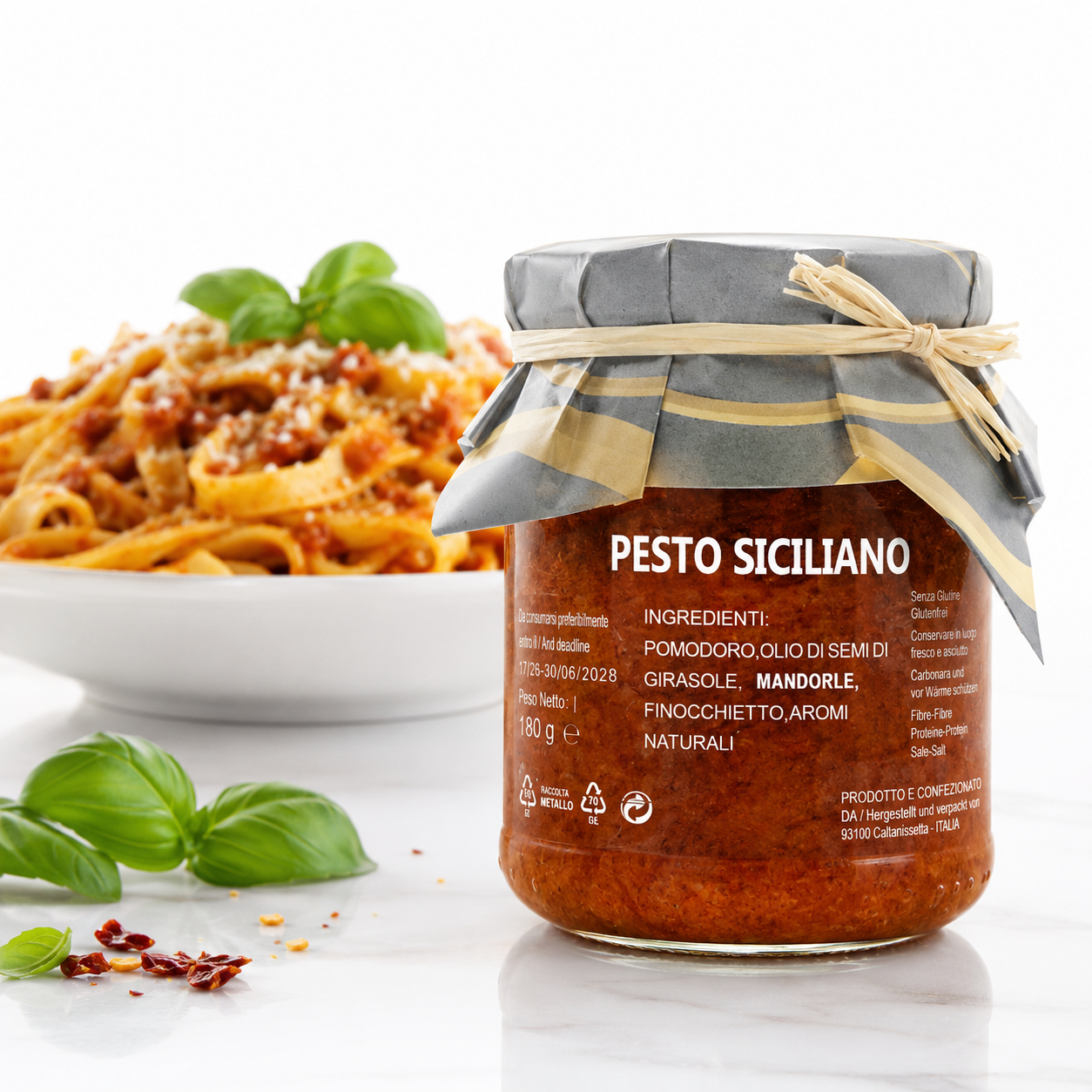 Pesto Siciliano aus Sizilien 180g – Italienisches Mandelpesto mit Tomaten & Fenchel 🇮🇹