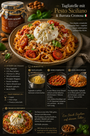 Cremige Pasta mit Pesto Siciliano und Burrata – sizilianische Spezialität mit Mandeln und Tomaten 🍅✨