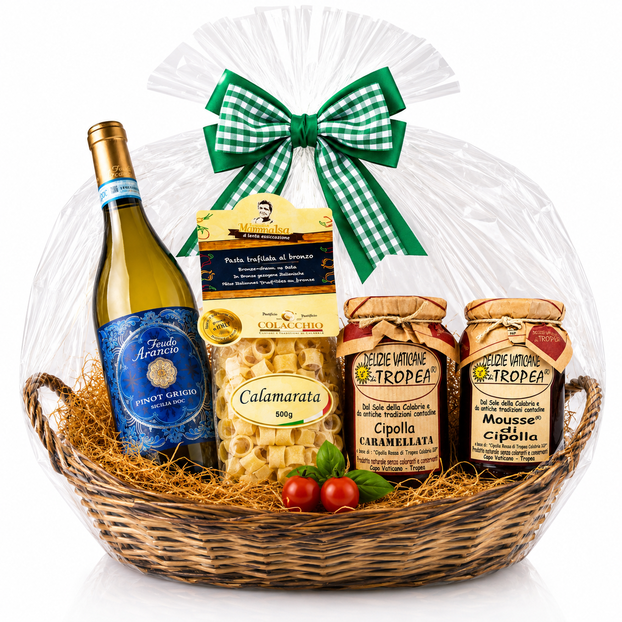 Italienischer Geschenkkorb mit Wein – Mediterraner Genuss aus Kalabrien & Sizilien