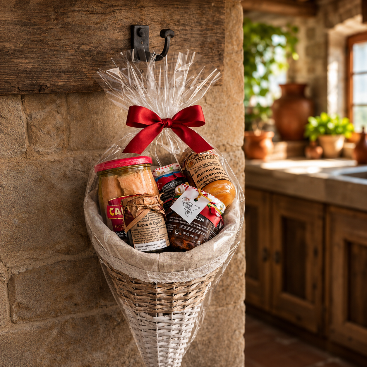 Kleiner italienischer Geschenkkorb mit Feinkost