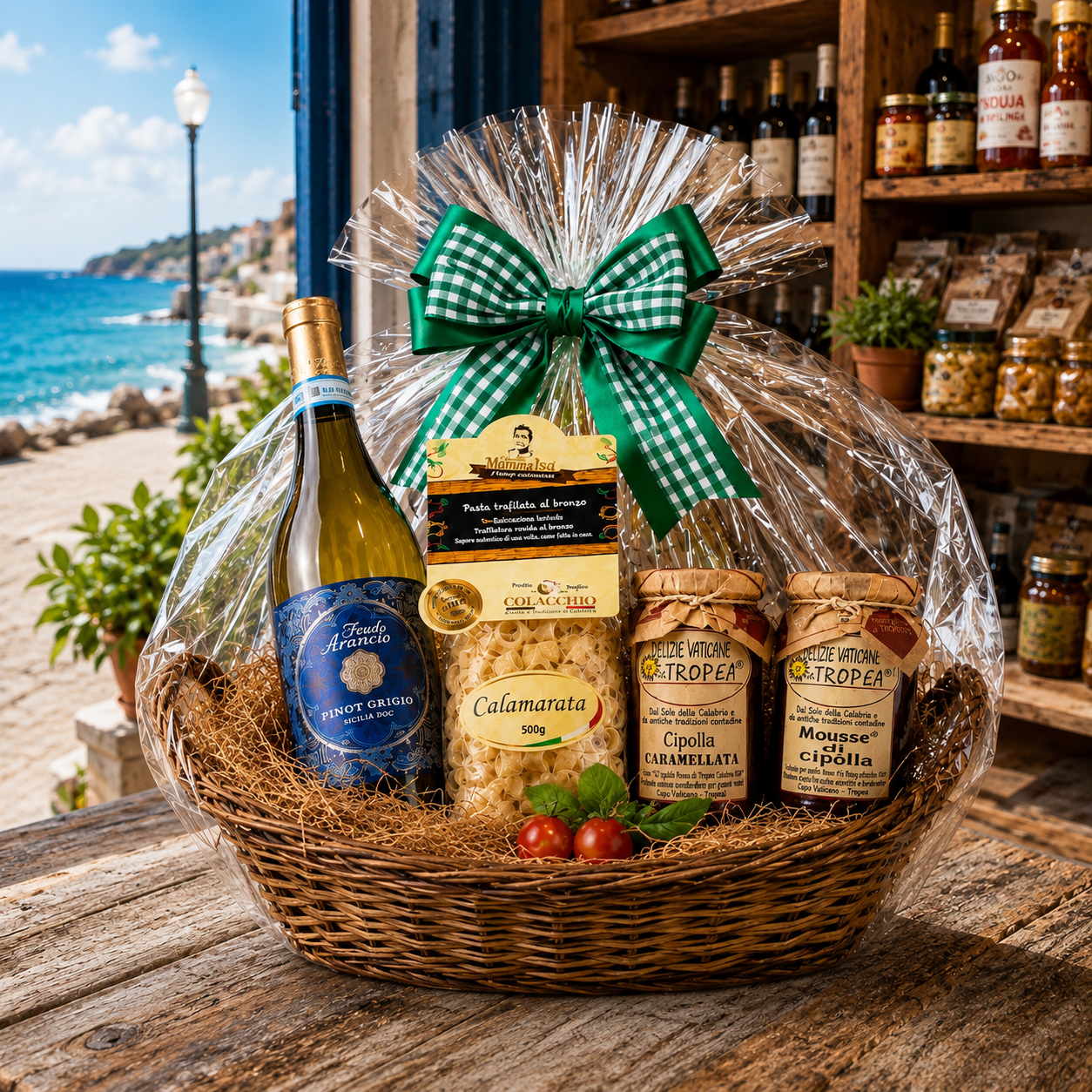 Italienischer Geschenkkorb mit Wein – Mediterraner Genuss aus Kalabrien & Sizilien
