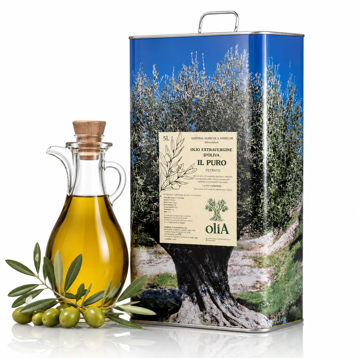 Italienisches Olivenöl kaltgepresst 5L Extra Vergine IL PURO aus Apulien Premium Qualität Bella Italia Store