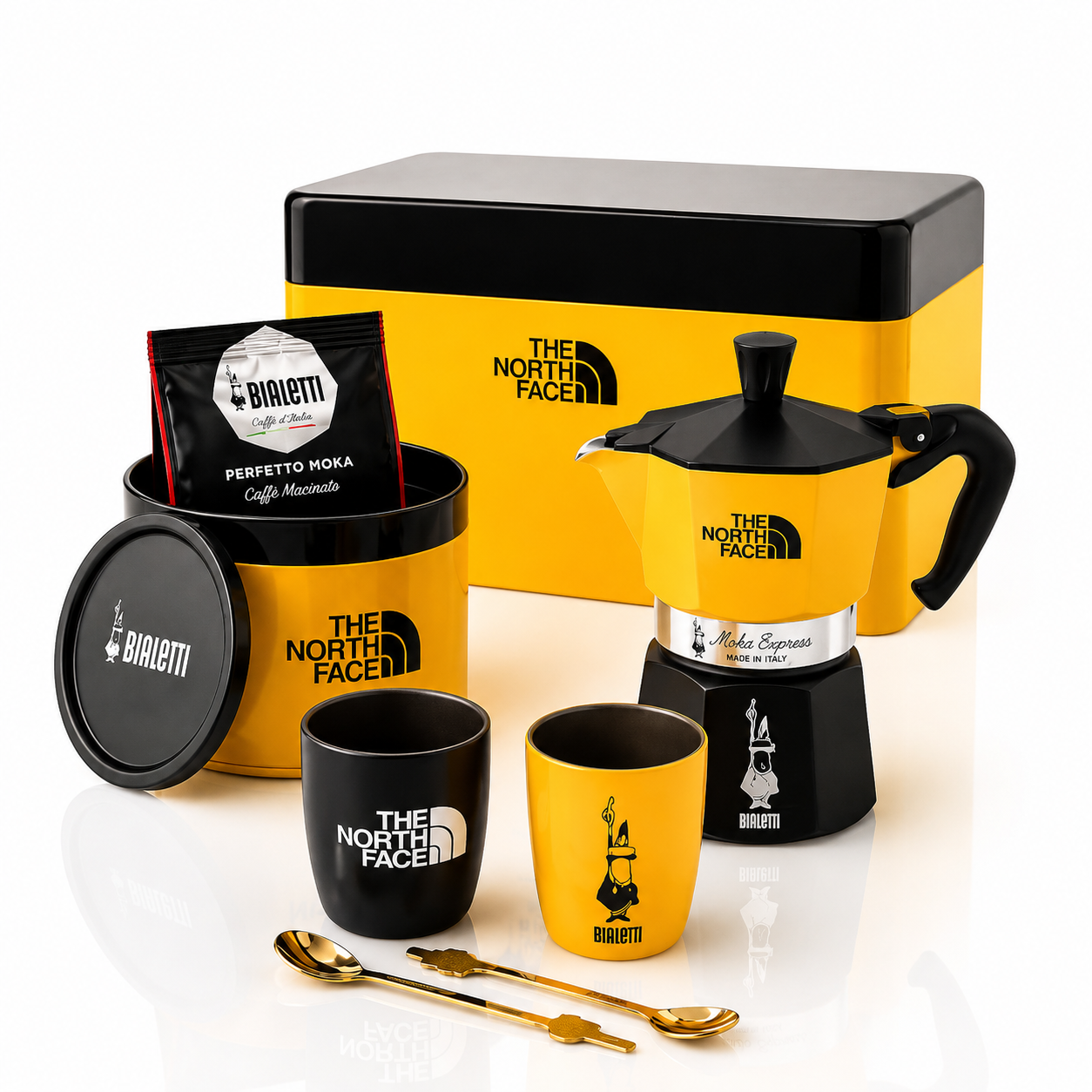 Bialetti Moka Express The North Face Set 3 Tassen – Italienische Kaffeemaschine mit Zubehör Geschenkset