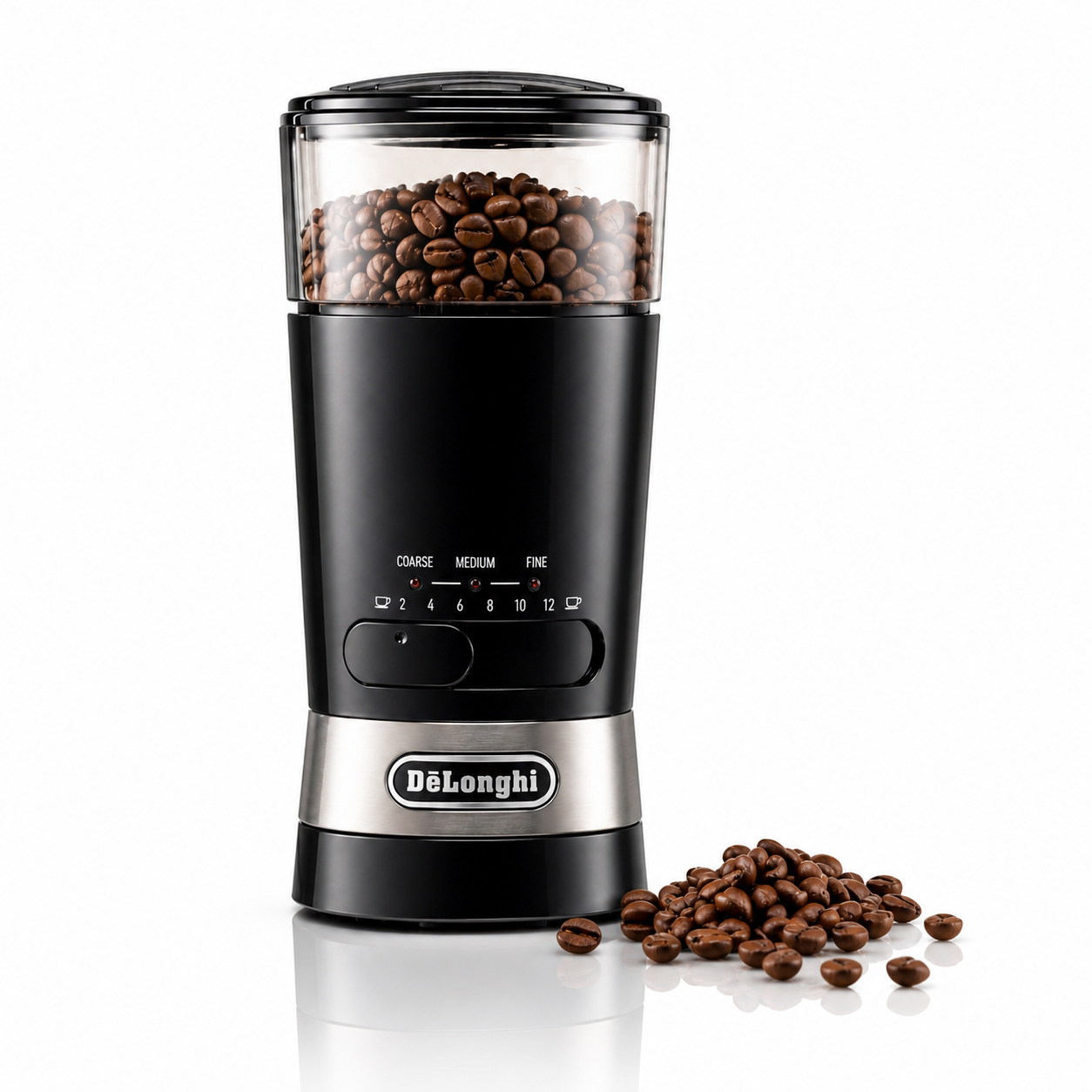 DeLonghi KG210 Kaffeemühle Schwarz – Elektrische Kaffeemühle mit einstellbarem Mahlgrad