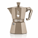 Bialetti Moka Express cremefarbene Kaffeemaschine Detailansicht Aluminium