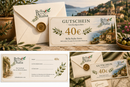     Bella Italia Store Gutschein 40 Euro mit italienischer Riviera, Olivenzweigen und stilvollem Premium Design 