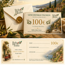     Premium Geschenkgutschein 100 Euro von Bella Italia Store mit italienischer Landschaft und exklusivem Genuss Erlebnis 🍷