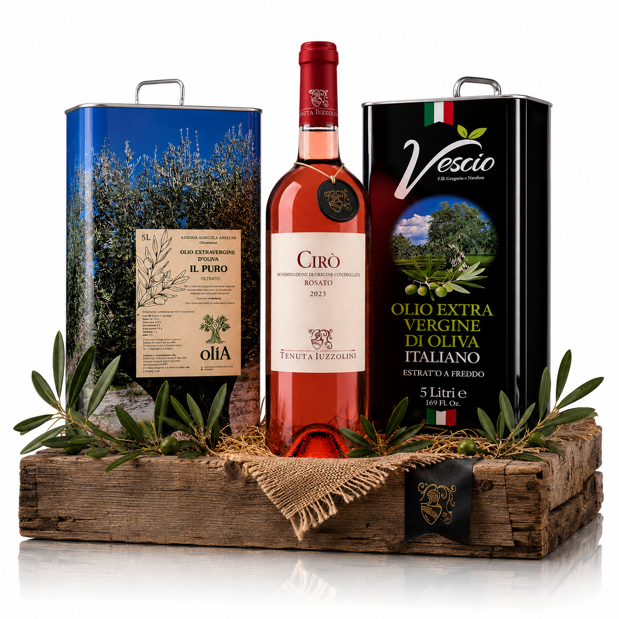 Italienisches Olivenöl Geschenkset – Premium Olivenöl aus Kalabrien mit Roséwein 🇮🇹