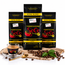 Espresso Paket Italien mit 3x SeCo Royal Blend Espresso Intenso 1kg Kaffeebohnen auf rustikaler Holzplatte