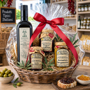 Italienischer Geschenkkorb mit Olivenöl Extra Vergine, Tropea Zwiebelmarmelade und Bergamottenmarmelade aus Kalabrien