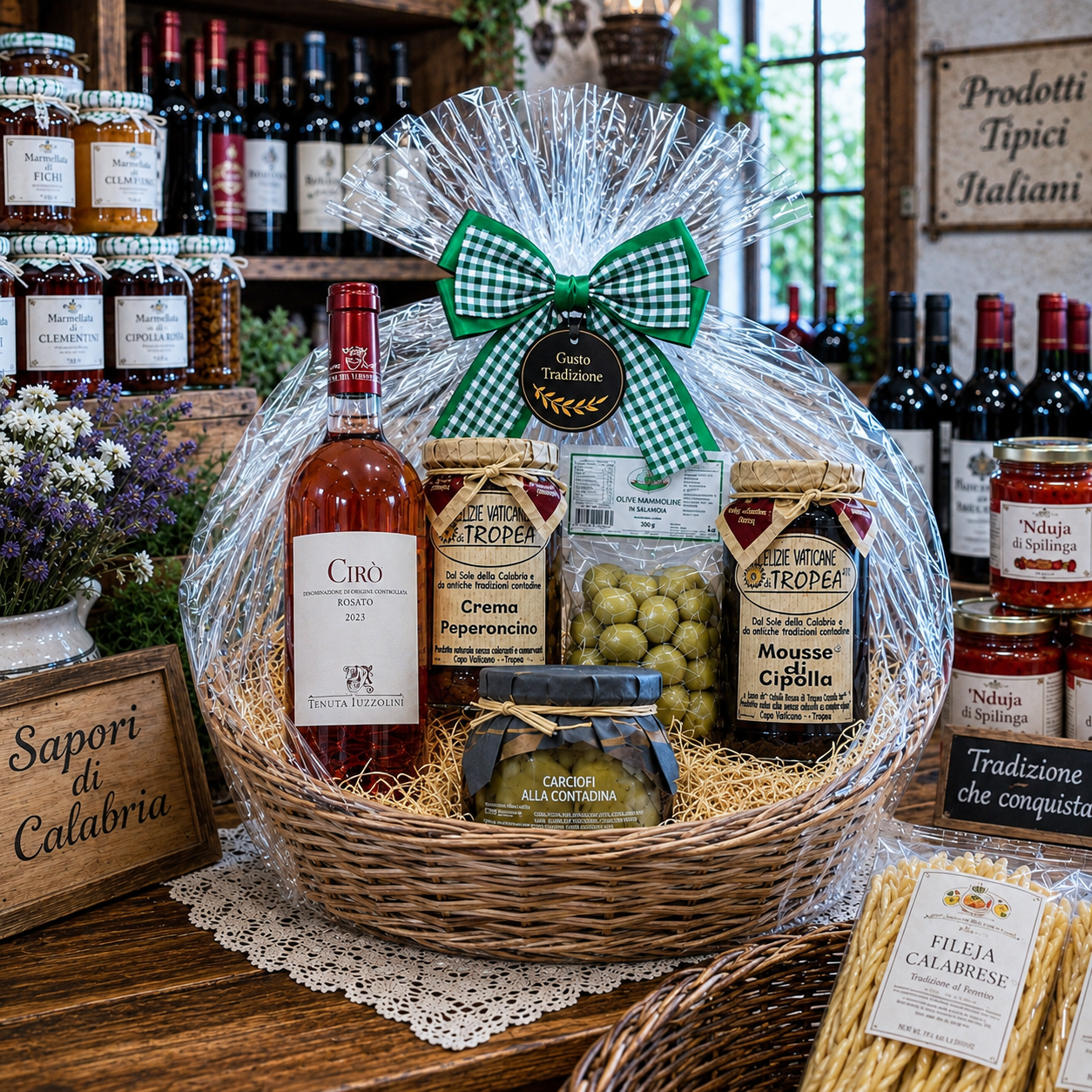 Italienischer Geschenkartikel mit Cirò Rosato & Feinkost