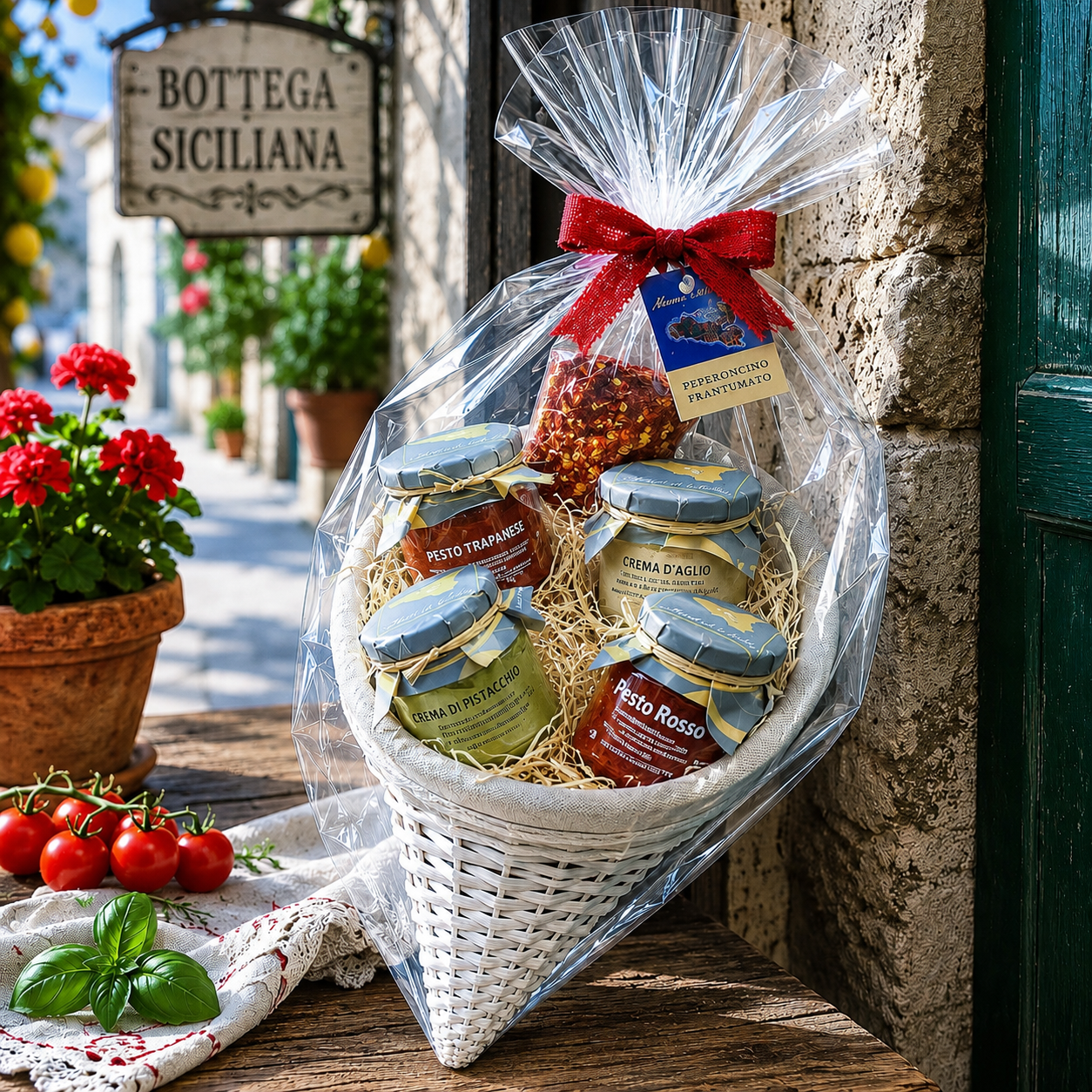 Italienischer Feinkostkorb handgemacht – Mediterraner Genuss aus Sizilien