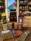Rustikaler italienischer Gourmet Geschenkkorb mit kalabrischen und sizilianischen Delikatessen für Aperitivo & Genussmomente