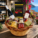 Italienischer Feinkost Geschenkkorb mit Wein, Kaffee und Antipasti aus Süditalien