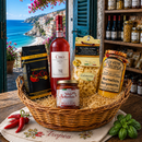 Italienischer Geschenkkorb mit Schleife – Wein, Pasta und Delikatessen aus Kalabrien
