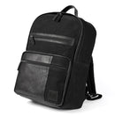 Italienischer Laptop Rucksack Leder Canvas Schwarz Vorderansicht