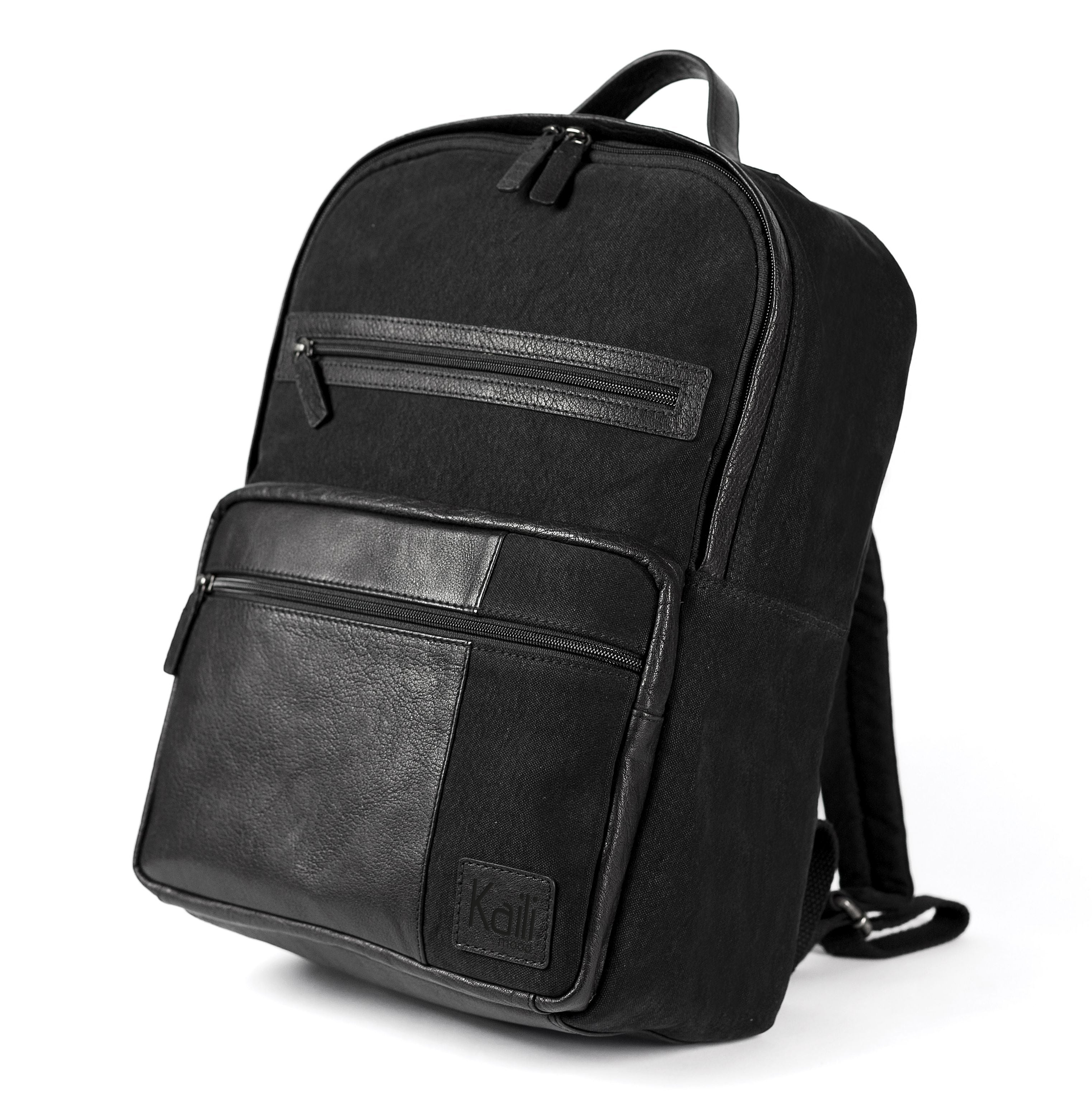 Italienischer Laptop Rucksack Leder Canvas