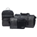Set italienische Reiseaccessoires mit schwarzer Canvas Leder Tasche