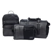 Set italienische Reiseaccessoires mit schwarzer Canvas Leder Tasche