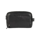 Kulturbeutel Leder Herren – elegante schwarze Kosmetiktasche mit Seitengriff