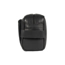 Kulturbeutel Leder Herren – elegante schwarze Kosmetiktasche mit Seitengriff