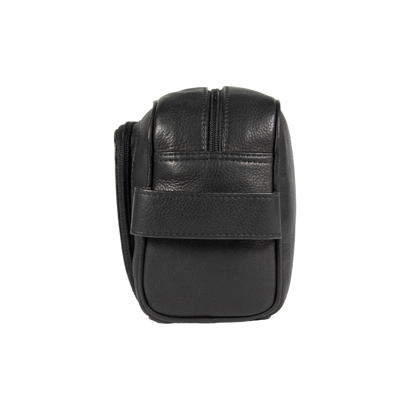 Kulturbeutel Leder Herren – elegante schwarze Kosmetiktasche mit Seitengriff