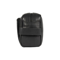 Kulturbeutel Leder Herren – elegante schwarze Kosmetiktasche mit Seitengriff