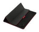 Italienische Tablet Hülle Leder schwarz mit roten Kanten, handgefertigte Tablet Tasche Echtleder Italien, kompatibel 8–10 Zoll, elegantes Design