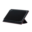 Italienische Tablet Hülle Leder schwarz mit roten Kanten, handgefertigte Tablet Tasche Echtleder Italien, kompatibel 8–10 Zoll, elegantes Design