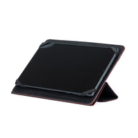 Italienische Tablet Hülle Leder schwarz mit roten Kanten, handgefertigte Tablet Tasche Echtleder Italien, kompatibel 8–10 Zoll, elegantes Design