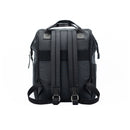 Italienischer Rucksack aus Nylon und echtem Leder – wasserabweisend, schwarz, elegantes Design mit glänzenden Nickel-Details, handgefertigt in Italien