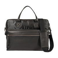 Italienische Aktentasche Leder schwarz, Business Tasche Herren aus Nylon und Echtleder, elegante Laptop Tasche Made in Italy mit Schulterriemen