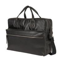 Italienische Aktentasche Leder schwarz, Business Tasche Herren aus Nylon und Echtleder, elegante Laptop Tasche Made in Italy mit Schulterriemen