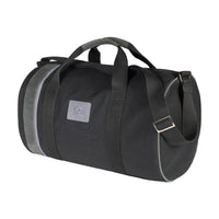 Italienische Reisetasche Leder Canvas Schwarz – Vorderansicht, handgefertigt in Italien, Weekender Unisex