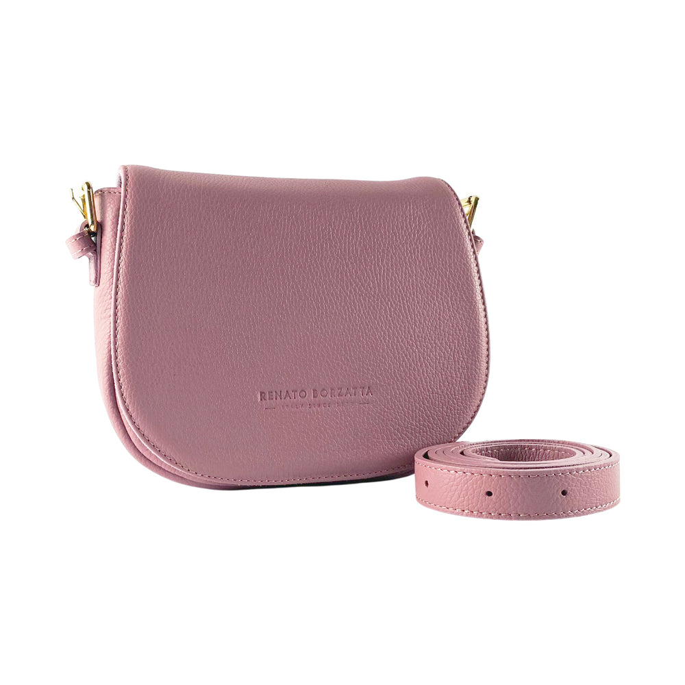 Italienische Damen Schultertasche Leder Rosa Antik