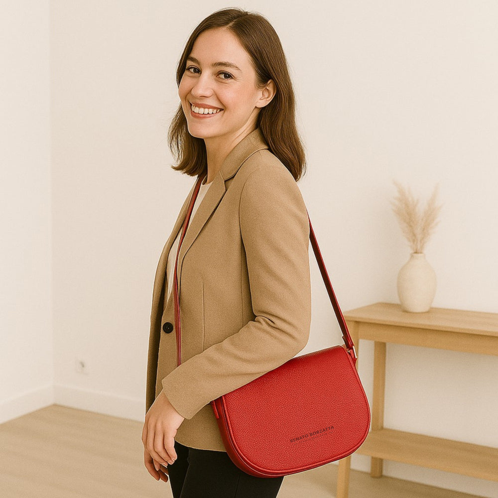 Italienische Damen Umhängetasche Leder Rot