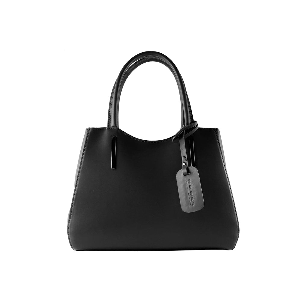Italienische Damen Handtasche Leder Schwarz