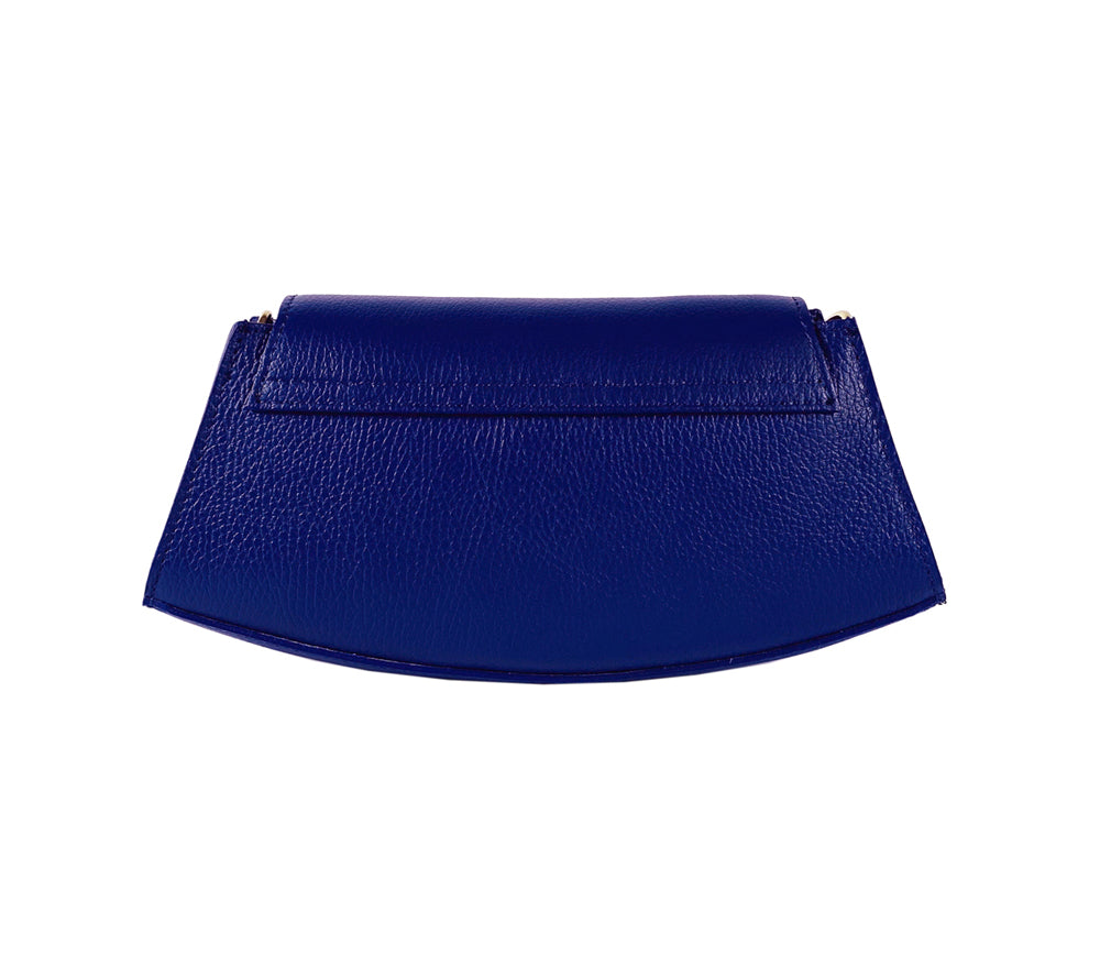 Italienische Damen Schultertasche Leder Blau