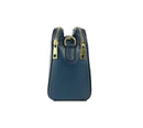 Italienische Damen Umhängetasche aus blauem Echtleder mit goldenen Details – Made in Italy, elegante Handtasche für Alltag und Abend