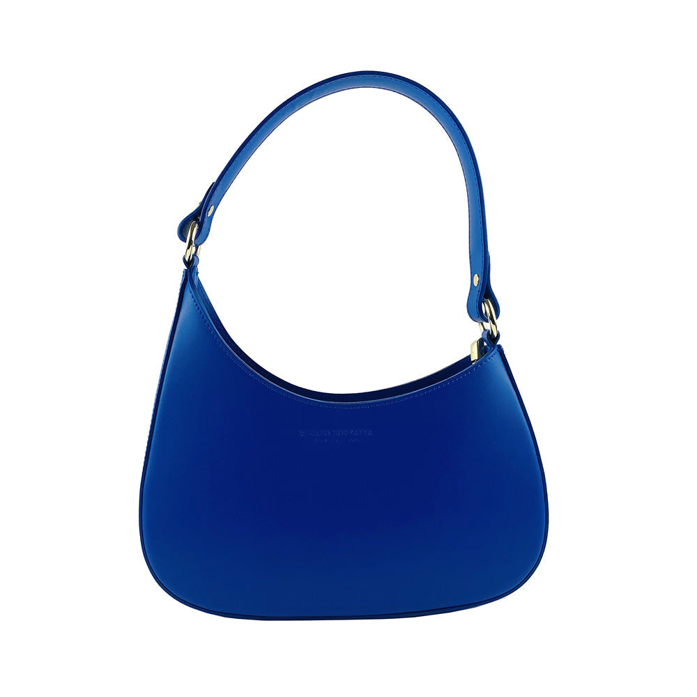 Italienische Damen Schultertasche Leder Blau